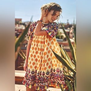 Tanvi Kedia for Anthropologie Caltha Swing Dress in Maize Golden Yellow